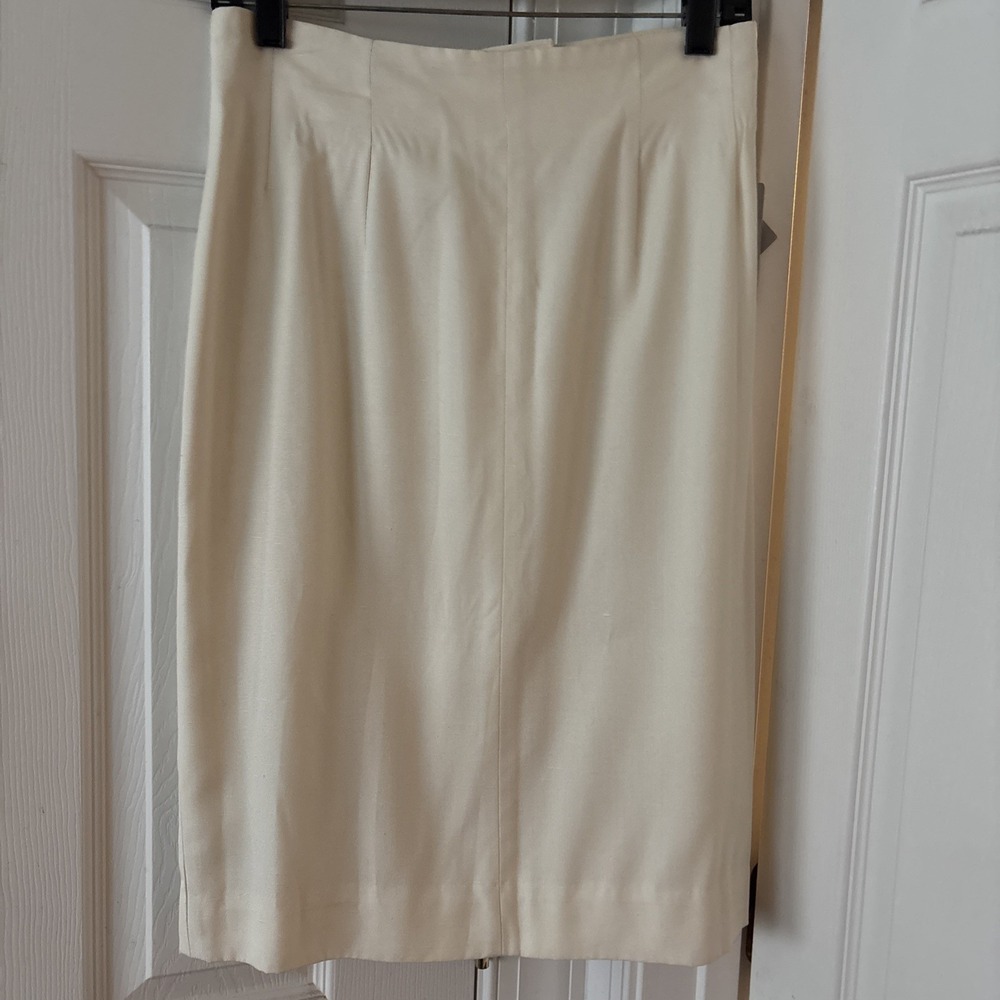 Vintage Christian Dior Cote D'Azur Pencil Skirt Off White Ivory 50731 NWT Sz 8